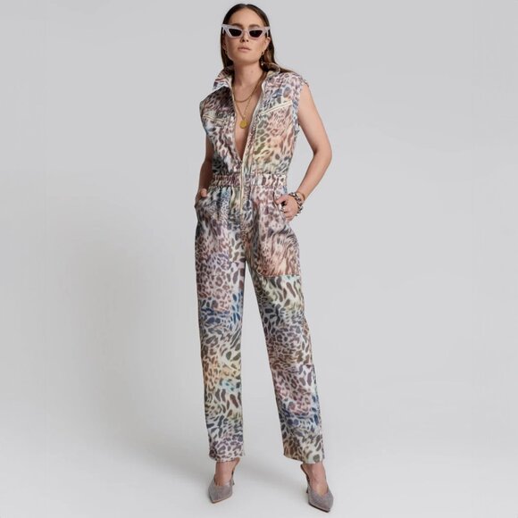 One Teaspoon leopard animal spotted print OLIVIA sleeveless jumpsuit XXS NEW - Picture 1 of 6